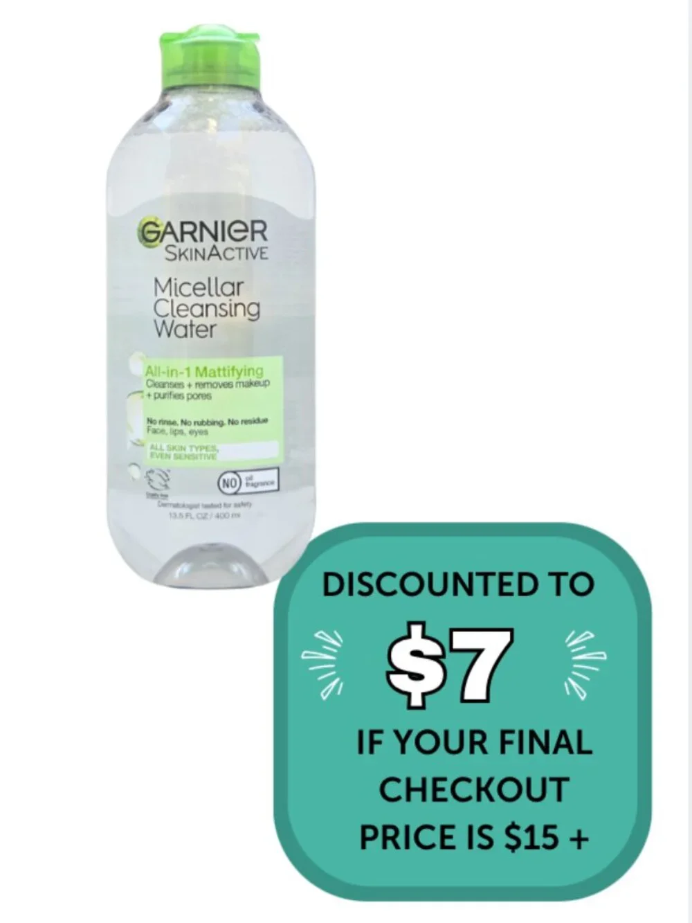 $7 Add-On When Bundled with $8+ Garnier SkinActive Micellar Water Mattifying